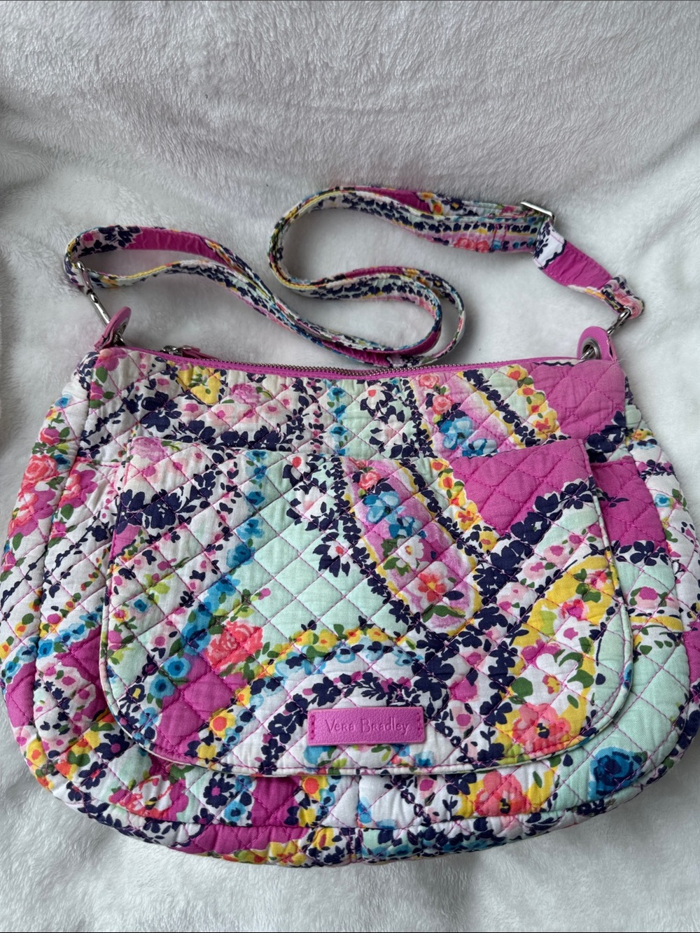 Vera Bradley Pink Floral Quilted Crossbody Bag